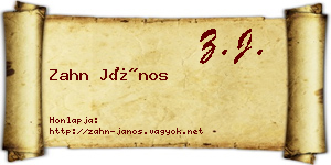 Zahn János névjegykártya